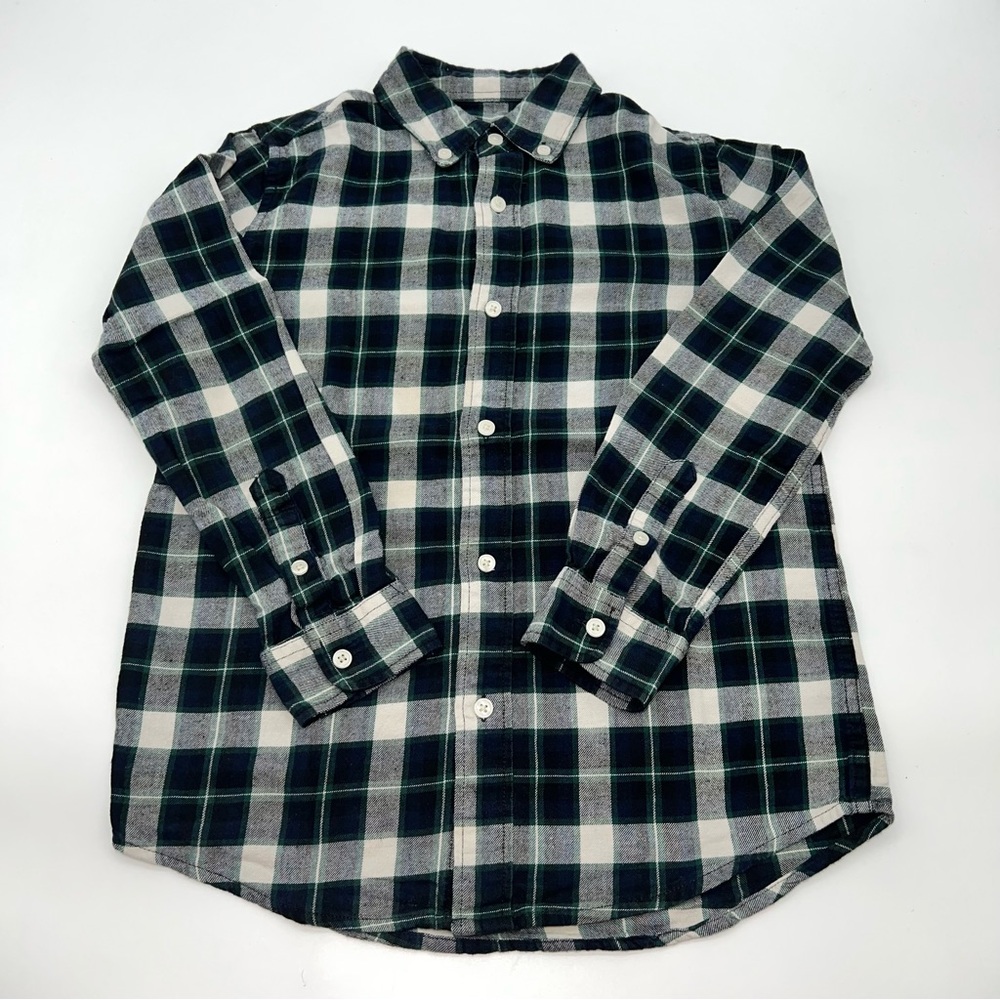Cotton On Kids Black and Green Plaid Button Down Shirt